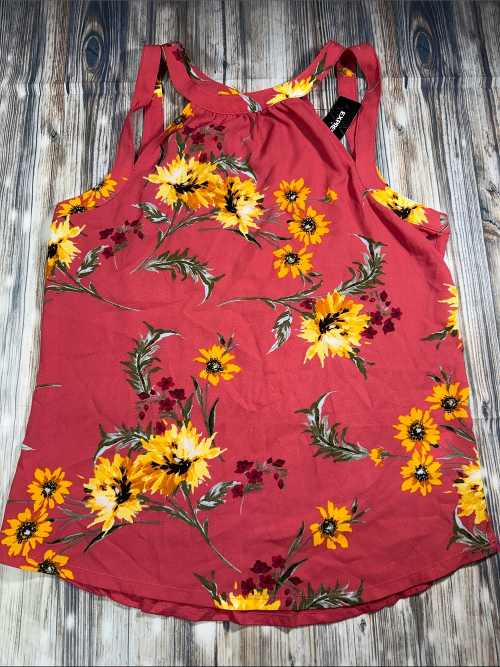 New Express Floral Halter Camisole with Yellow Blooms Size XS